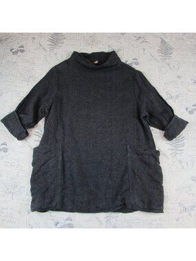 South Street Linen Womens gray herringbone heavy linen tunic top size 0 S